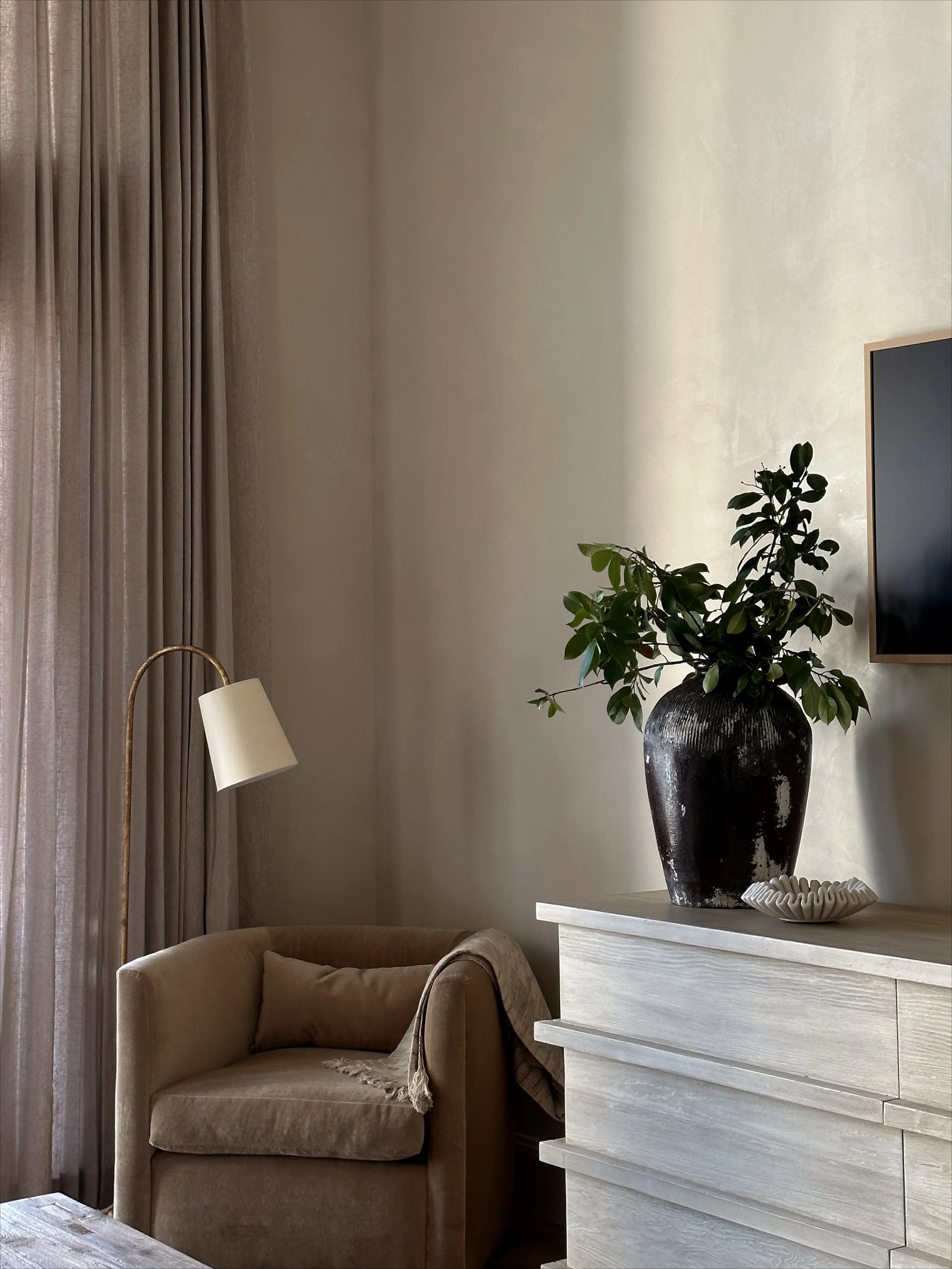 Close-up architectural detail showing plaster and paint craftsmanship at Canyon Cove